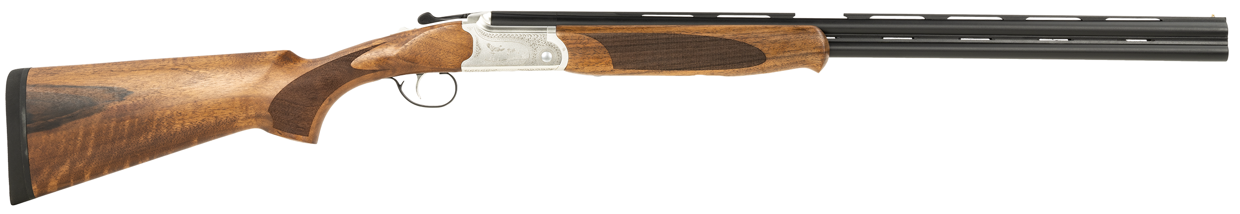 ATI ATIGKOF28SVE Cavalry  28 Gauge Break Open 2.75" 2rd, 26" Matte Blued Over/Under Vent Rib Barrel, Silver Engraved Aluminum Receiver, Fixed Oiled Turkish Walnut Walnut Stock