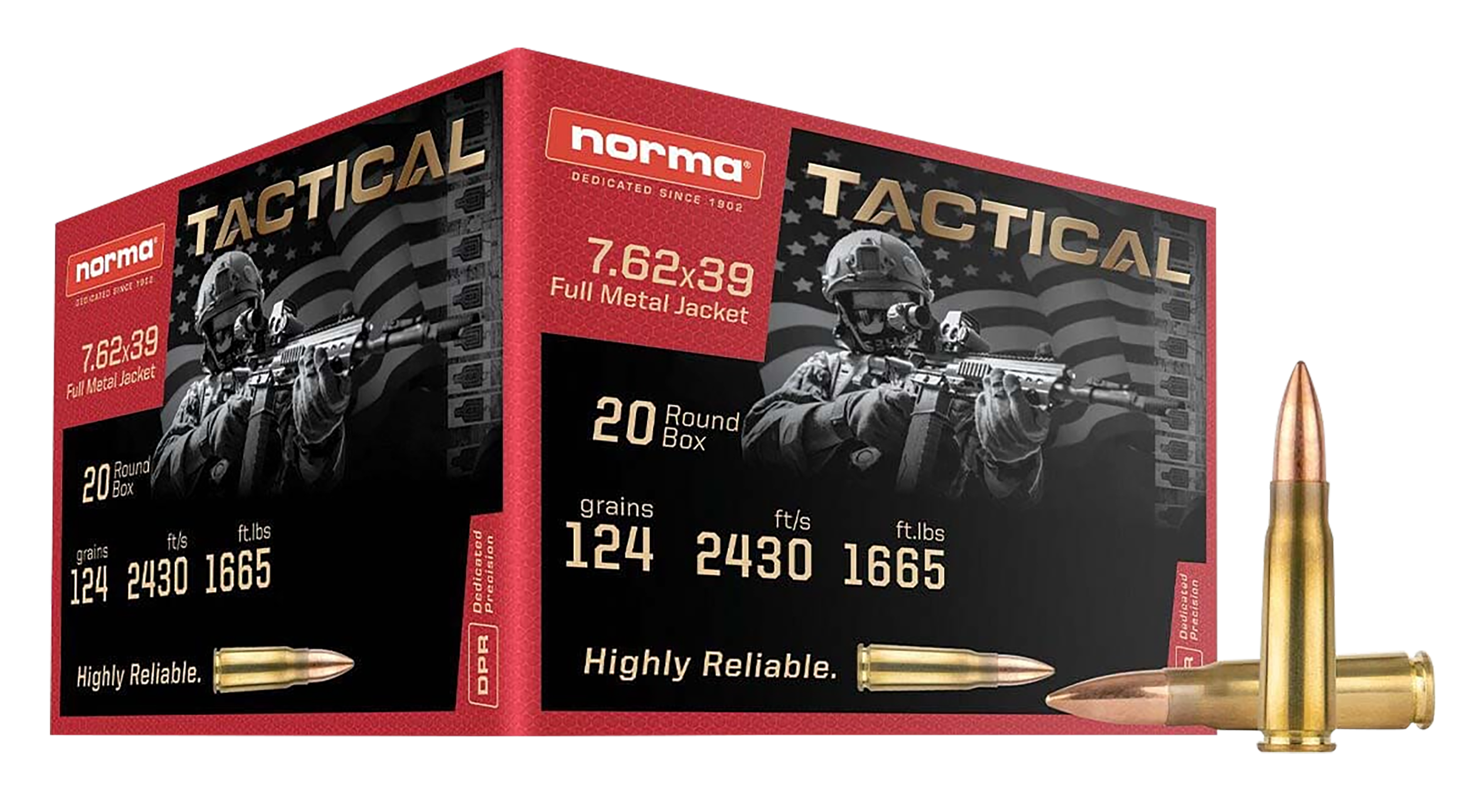 Norma Ammunition 295540020 Range & Training  7.62x39mm 124gr 20 Per Box/50 Case