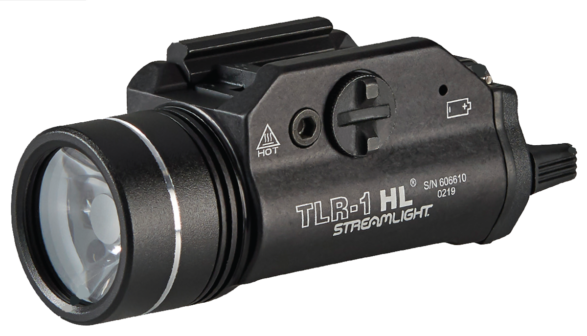 Streamlight 69889 TLR-1 HL Black Anodized Aluminum, 1,000 Lumens White LED Bulb, 283 Meters Beam, Picatinny Rail/Rail Clamp Mount