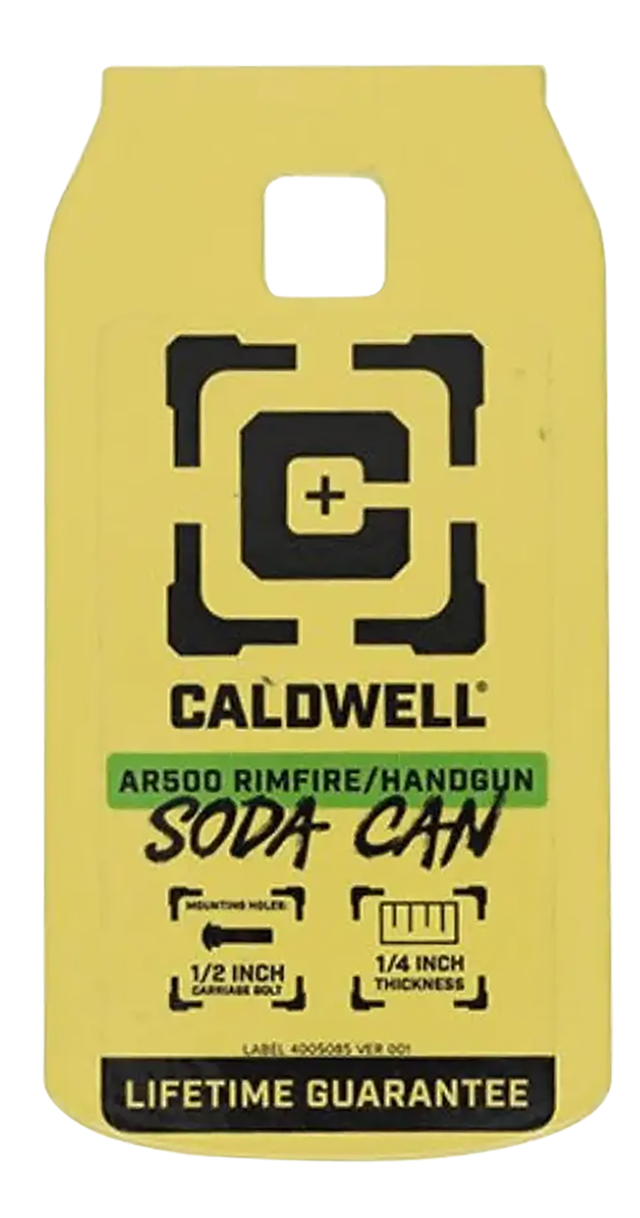 Caldwell 4002314   Rimfire/Handgun Yellow AR500 Steel Soda Can 1/4" Thick