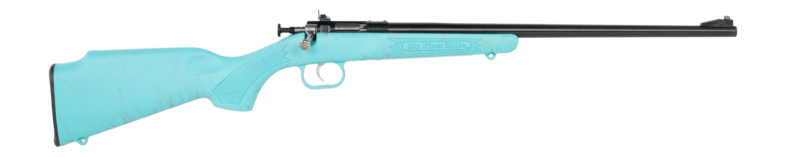 Crickett KSA2346 My First Rifle Gen2 22 LR 1rd 16.10" Blued Single Shot Barrel, Drilled & Tapped Receiver, Blue w/Gold Webbing Fixed Synthetic Stock
