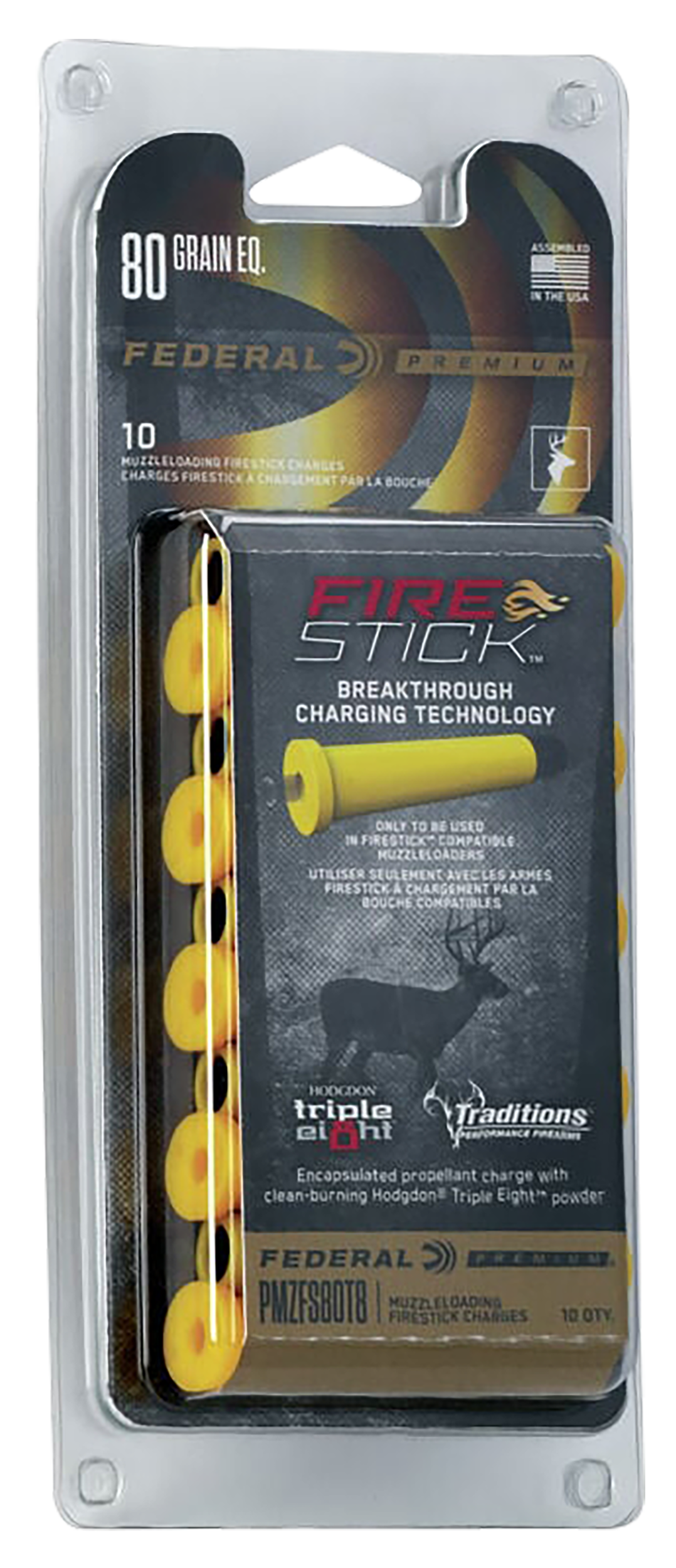 Federal PMZFS80T8 Premium Fire Stick Muzzleloader 50Cal 80gr 10 Per Box/10 Case *For Traditions Nitro Only