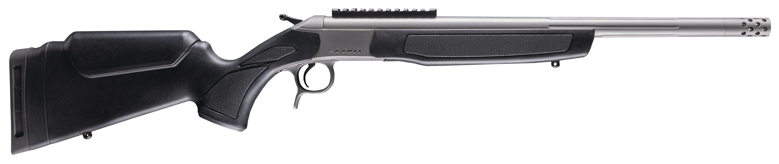 CVA CR4443S Scout Takedown 450 Bushmaster 1rd 22" Stainless Fluted Threaded Barrel, Stainless Steel Receiver w/Picatinny Rail, Adj Comb & LOP Black Synthetic Stock