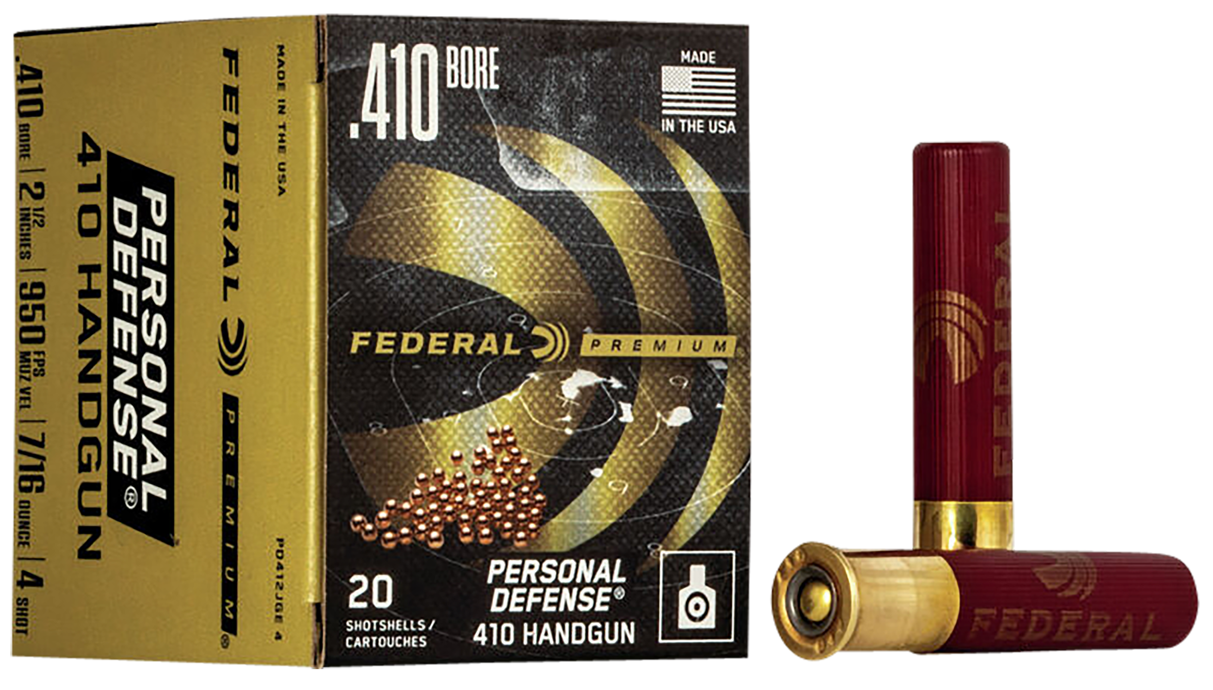 Federal PD412JGE4 Premium Personal Defense 410 Gauge 2.50" 4 Shot 7/16oz 20 Per Box/10 Case