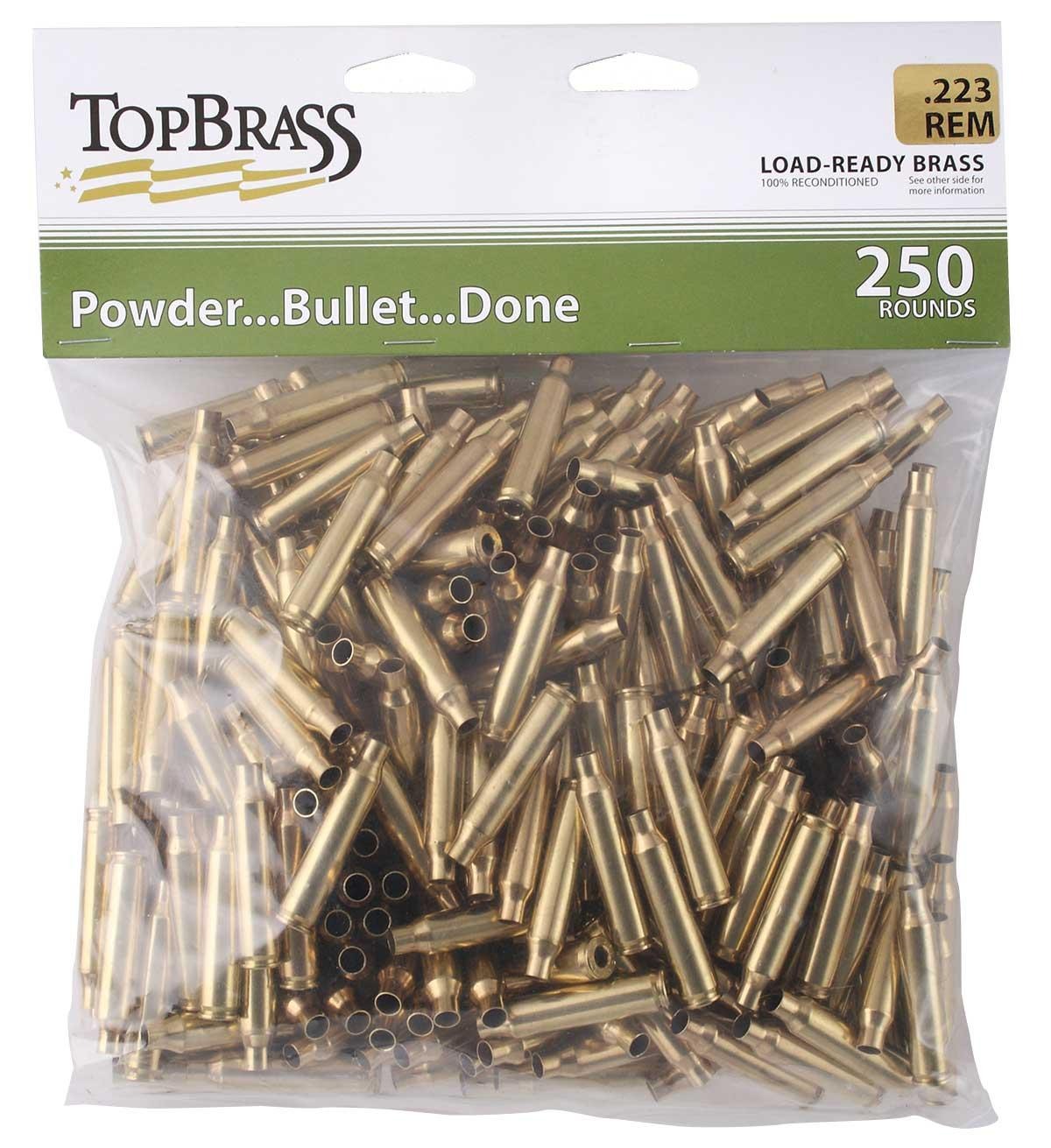 Top Brass Unprimed Remanufactured Rifle Brass .223 Rem  Grade A+ 250/ct