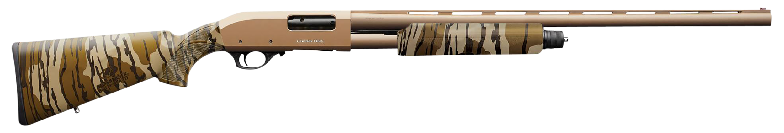Charles Daly 930315 301  12 Gauge with 24" Barrel, 3" Chamber, 4+1 Capacity, Flat Dark Earth Metal Finish & Mossy Oak Bottomland Synthetic Stock Right Hand (Full Size)