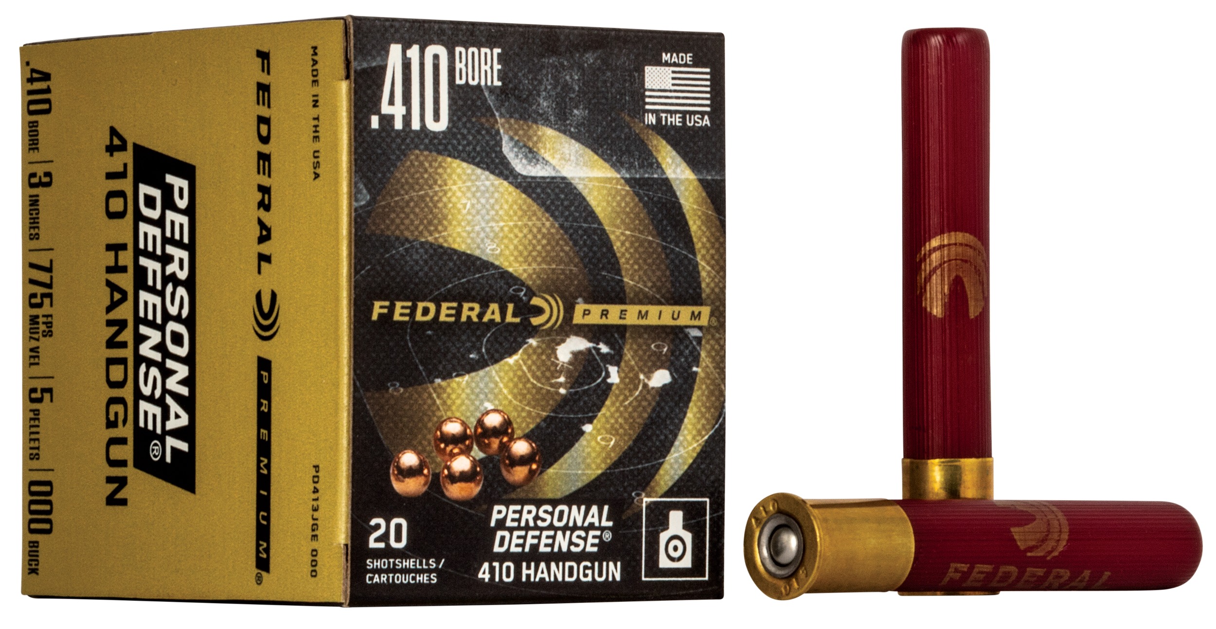 Federal PD413JGE000 Premium Personal Defense 410Gauge 3" 5Pellets 000BuckShot 20 Per Box/10 Case
