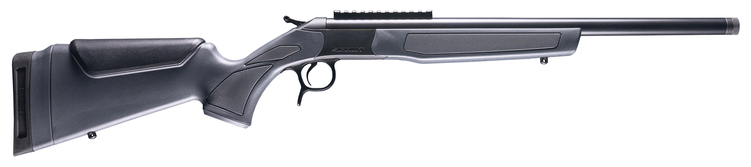 CVA CR4434 Scout 223 Rem 1rd 20" Blued Threaded Barrel, Blued Picatinny Rail Receiver, Fixed Stealth Gray Synthetic Stock