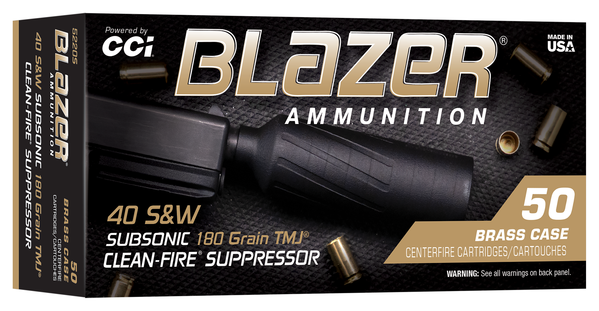 CCI 5220S Blazer 40S&W 180gr Total Metal Jacket 50/Box