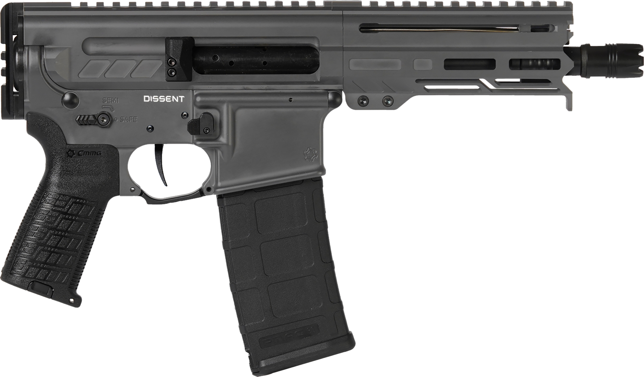 CMMG 30A0E33TNG Dissent MK4 300 Blackout 30+1 6.50", Tungsten Gray Cerakote Rec, OEM Grip, Picatinny Buffer Adapter, Zeroed Drop-In Single Stage Trigger