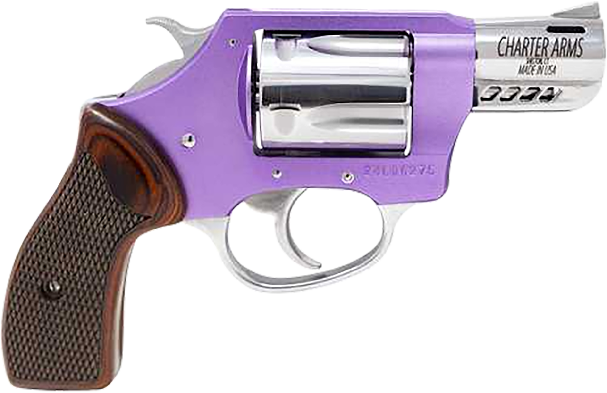 Charter Arms 53804 Off Duty Coyote 380 ACP 5rd 2" High Polished Ported Barrel & Cylinder, Lavender Aluminum Frame, Rosewood Checkered Grip, Standard Hammer
