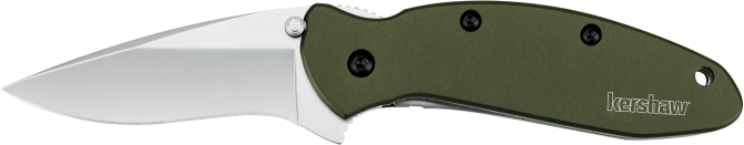 Kershaw 1620OL Scallion 2.40" Folding Drop Point Plain Bead Blasted 420HC SS Blade Olive Drab Anodized Aluminum Handle Includes Pocket Clip