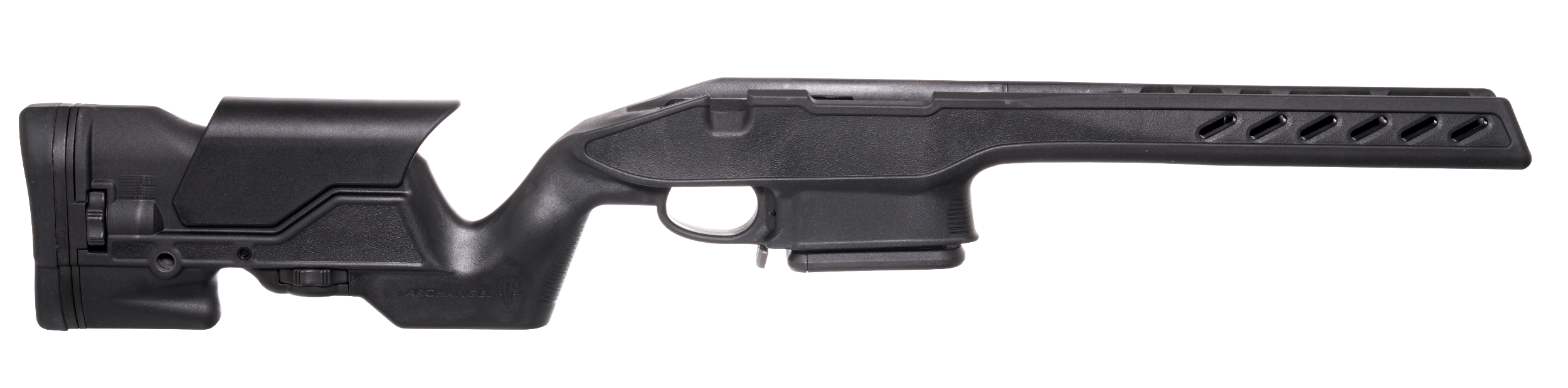Archangel AA700SA Precision Elite Stock  Black Synthetic Fixed with Adjustable Cheek Riser for Remington 700 Short Action Includes Mag