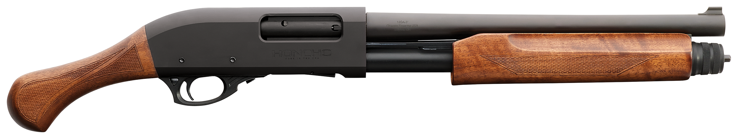 Charles Daly 930362 Honcho Tactical 12 Gauge Pump 3" 5+1 14" Black Steel Barrel, Black Drilled & Tapped Aluminum Receiver, Checkered Walnut Birds Head Grip
