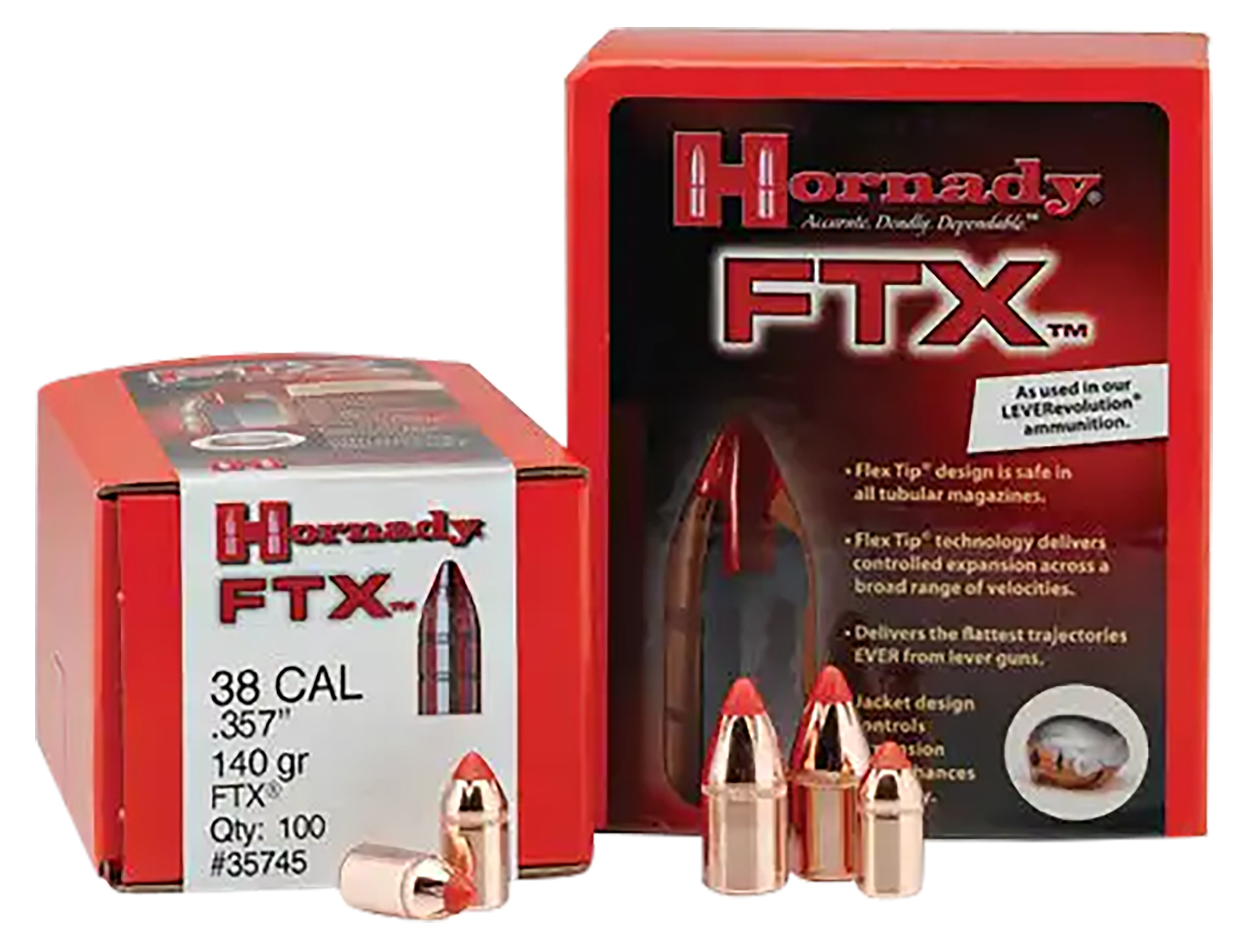 Hornady 45201 FTX  45 Cal .452 250 gr Flex Tip eXpanding 50 Per Box/ 25 Case