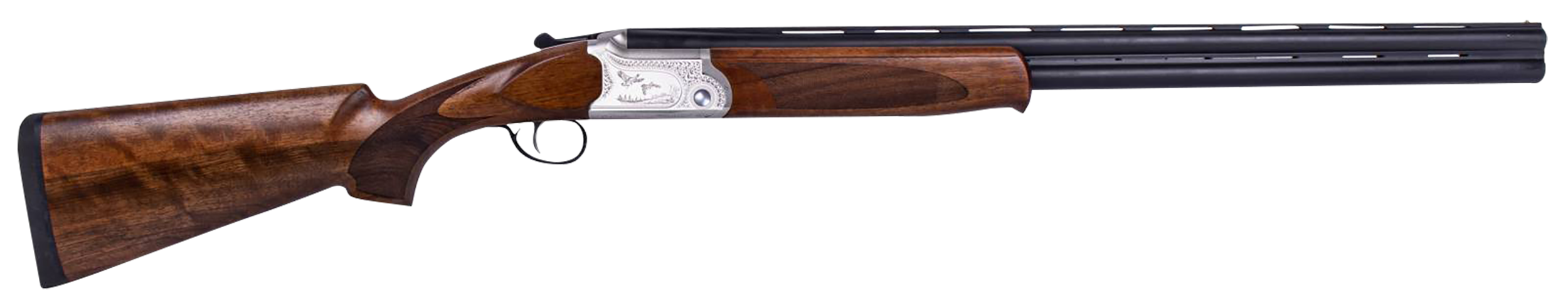ATI ATIGKOF410SVE Cavalry SVE 410 Gauge 3" 2rd 26" Blued O/U Barrel, Silver Engraved Metal Finish, Oiled Turkish Walnut Stock, Ejector, 5 Chokes