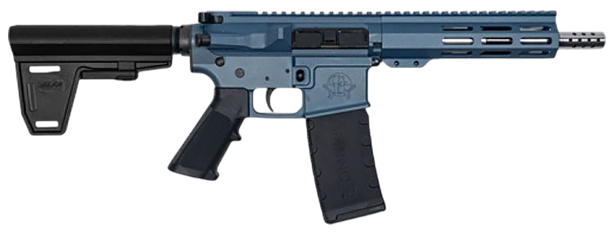 Great Lakes Firearms GL15223SSPBBLU AR-15  223 Wylde 30+1 7.50" Black Nitride Threaded Barrel, M-LOK Handguard, Blue Titanium Cerakote Aluminum Receiver w/Picatinny Rail, Black Polymer Mil-Spec Grip