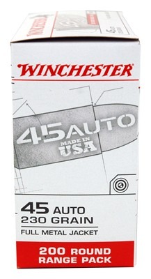 WINCHESTER USA 45 ACP 230GR FMJ-RN 600RD CASE LOT