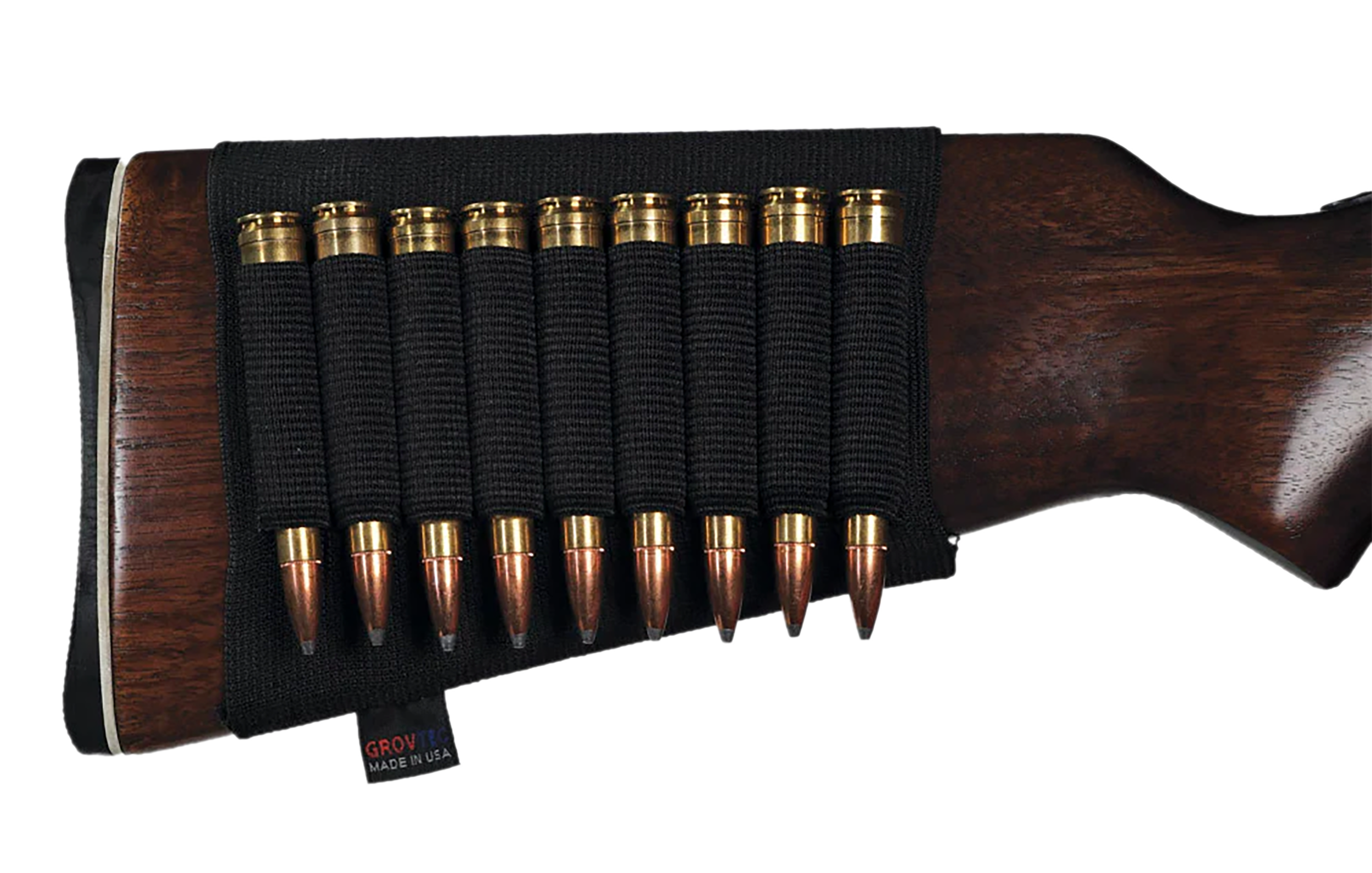 GrovTec US Inc GTAC81 Buttstock Cartridge Holder Elastic 9rd Rifle Buttstock Mount