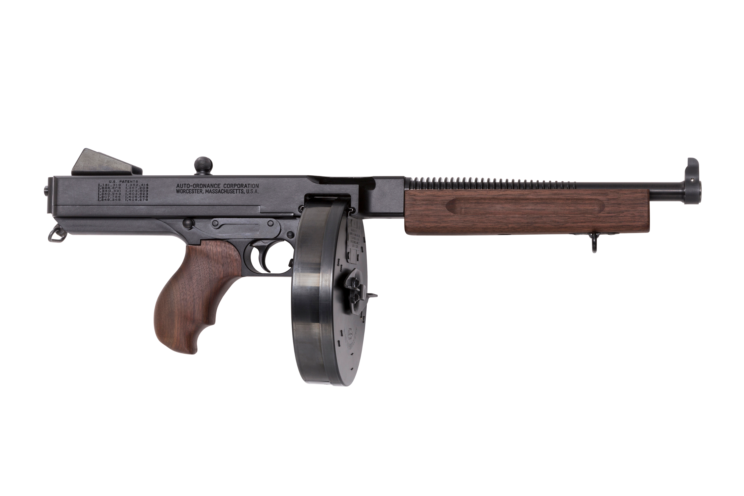 Thompson TA510D 1927A-1 Deluxe 45 ACP Caliber with 10.50" Barrel, 10+1 Capacity (Drum), Blued Metal Finish, Walnut Grip Right Hand