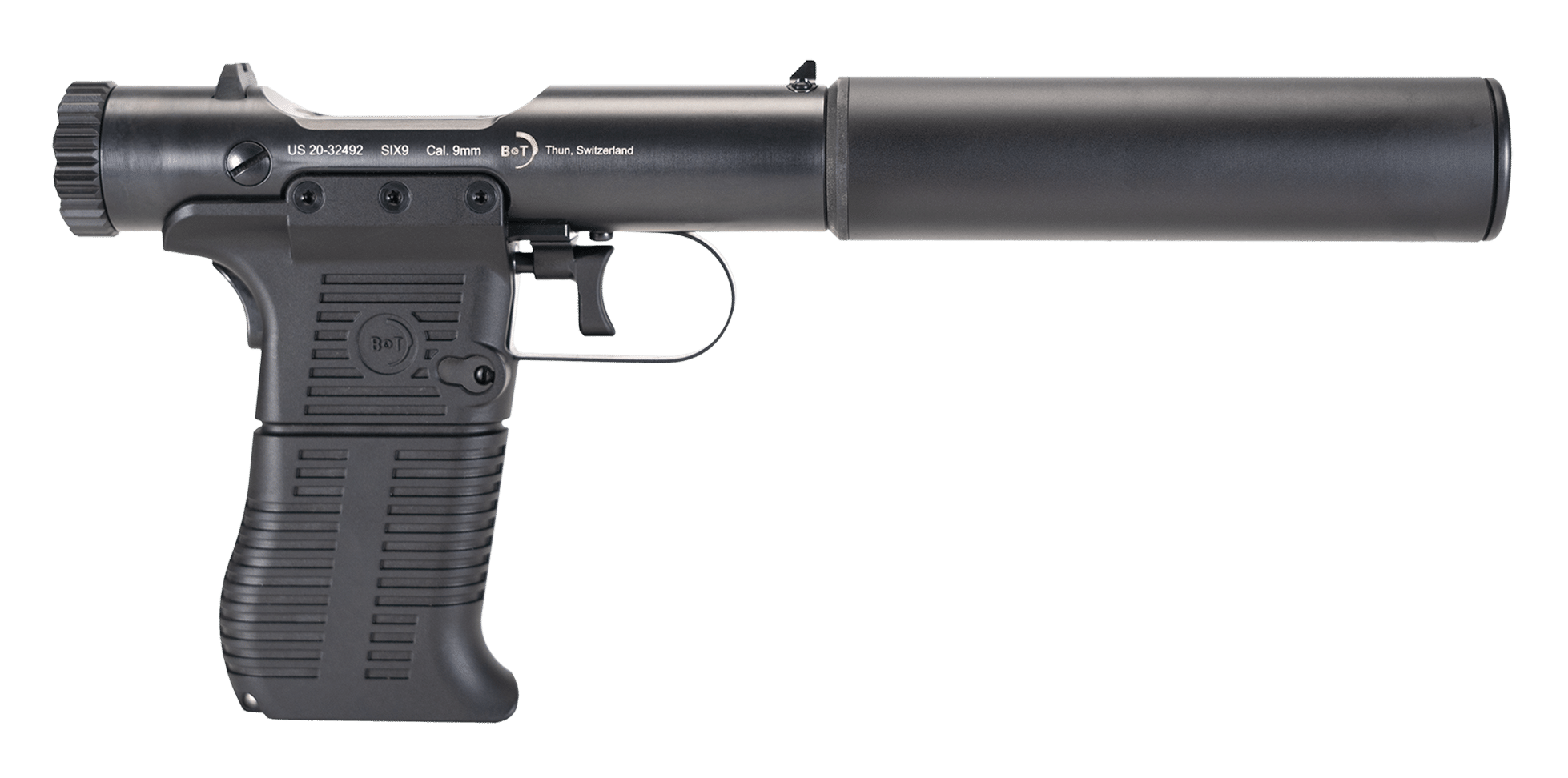 B&T Firearms 410110 Station Six  45 ACP Bolt Action 7+1 3.50" Barrel/5.10" Suppressor, Black Hard Coat Anodized Finish, Black Pre-Scored Grips