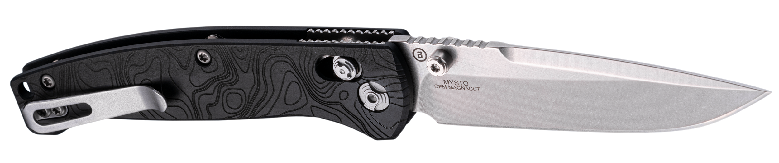 Hogue 24457 Mysto  3.40" Folding Clip Point Plain Black Stonewashed CPM MagnaCut Steel Blade, Maple Valley Richlite Black Handle