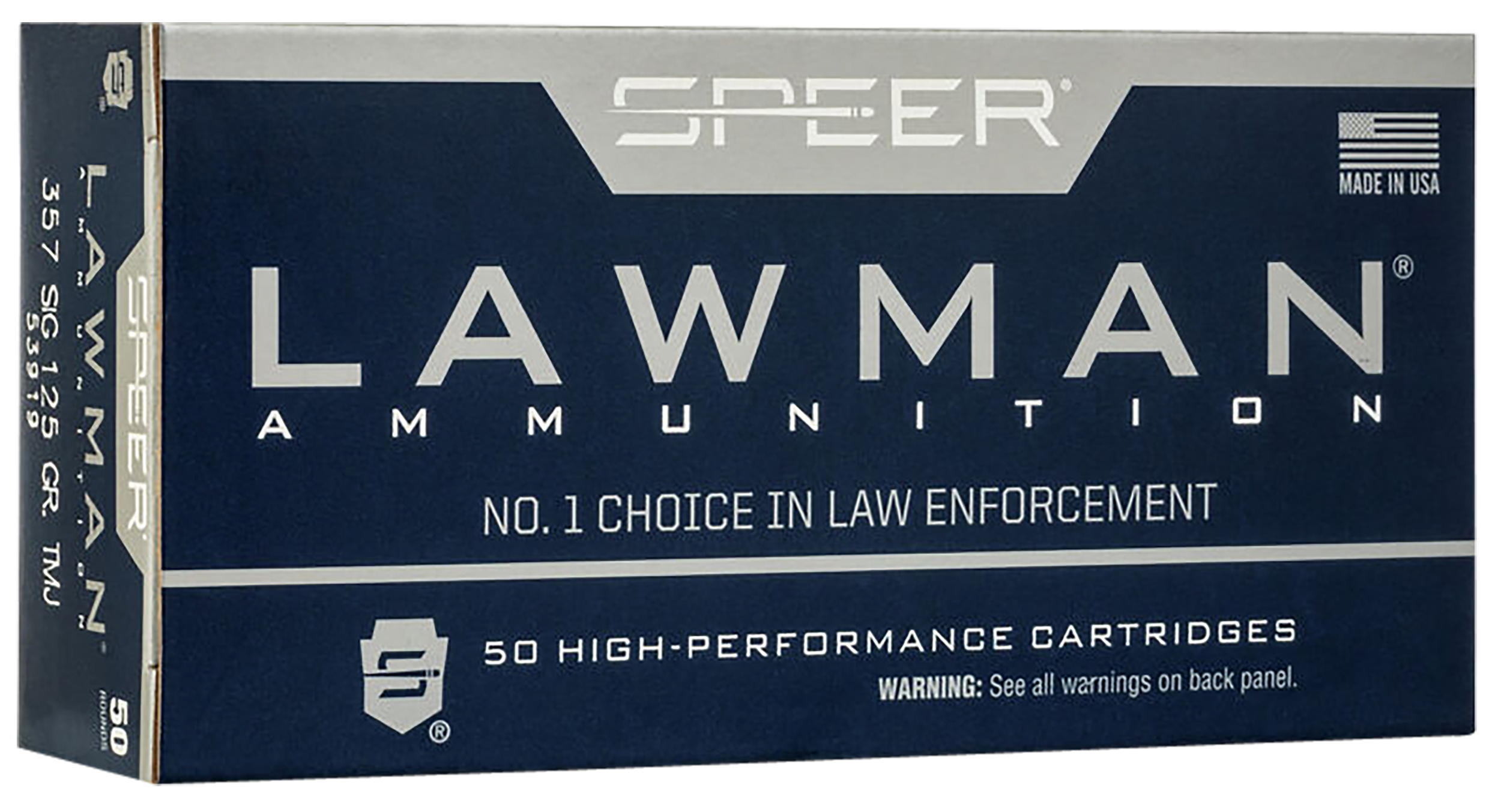 Speer 53919 Lawman 357Sig 125gr Total Metal Jacket Flat Nose 50 Per Box/20 Case