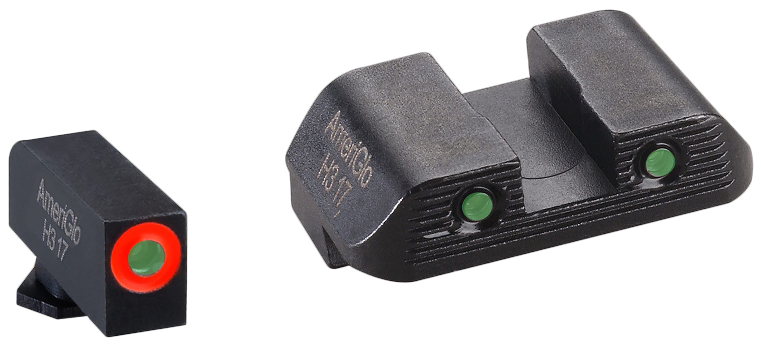 AmeriGlo GL823 Trooper Sight Set for Glock  Green Tritium Orange Outline Front Sight-Green Tritium Black Outline Rear Sight