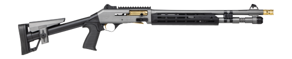 Panzer Arms PAM4CSGGTMFSS M4 Speed Pro 12 Gauge Semi-Auto 3" 5+1 18.50" Gray Ported Barrel, Gray w/Gold Titanium Accents Aluminum Receiver w/Picatinny Rail, M-LOK Handguard, Skeleton Stock, Black Poly