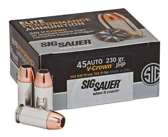 SIG SAUER V-CROWN 45ACP 230GR JHP 50RD BX