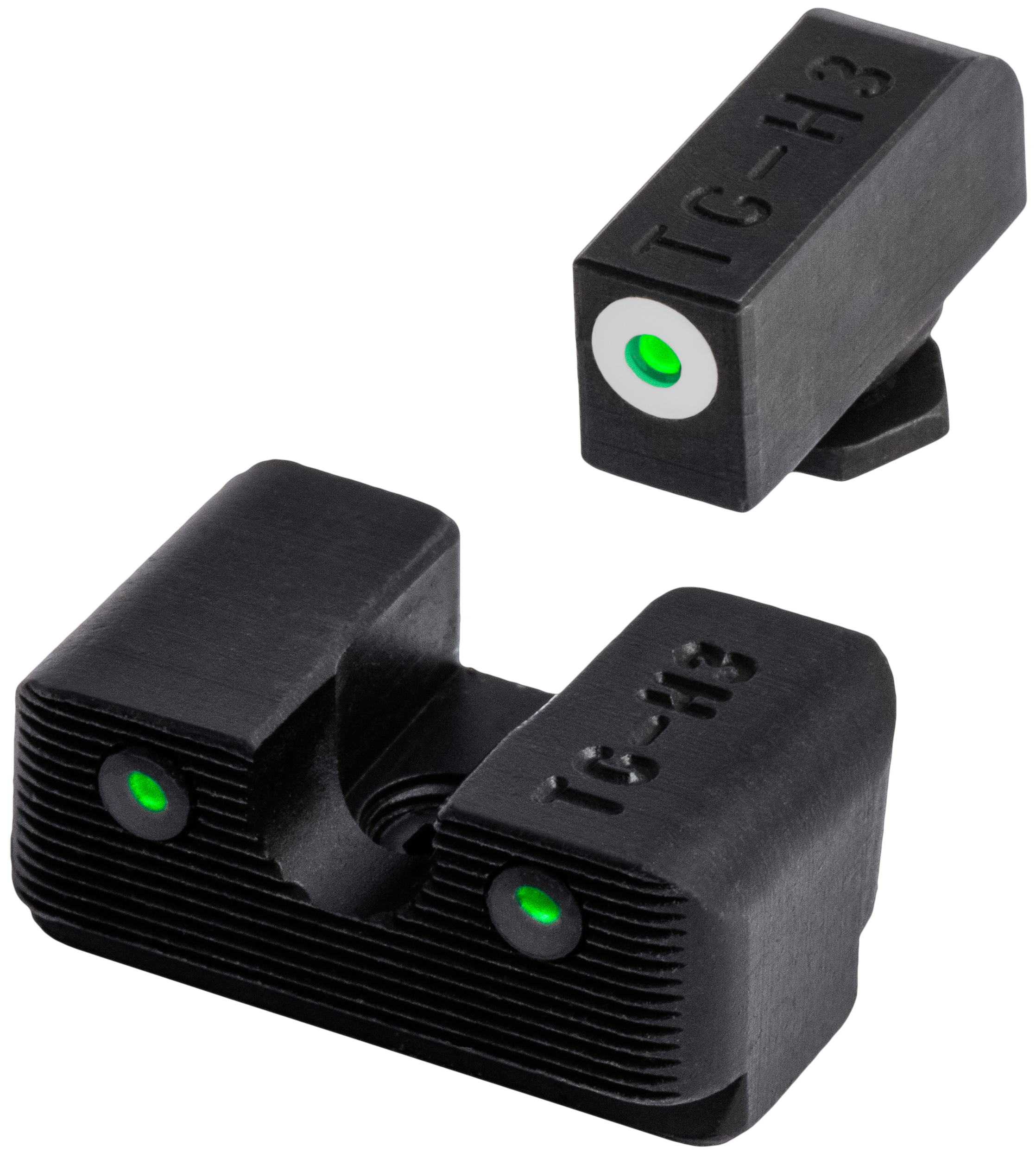 TruGlo TG231G1W Tritium Pro  Low, White Outline Tritium Front/Green Tritium Rear/Black Nitride Fortress Frame, Compatible w/Most Glock Except MOS, Front Post/Rear Dovetail Mount