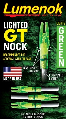 LUMENOK LIGHTED NOCK GT-SERIES GREEN 3PK