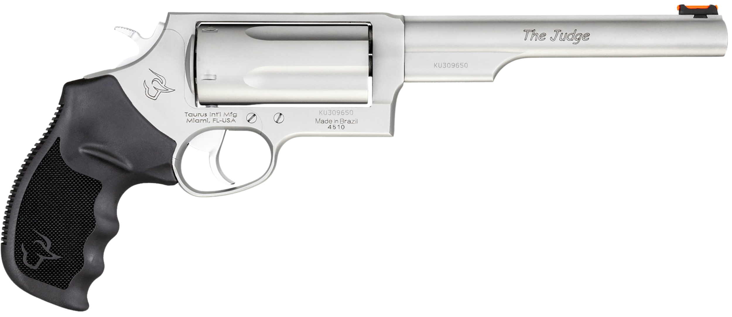 Taurus 2441069MAG Judge Magnum Compact Frame 45 Colt (Long Colt)/410 Gauge 5rd 6.50" Matte Stainless Steel Barrel, Cylinder & Frame, Black Ribber Grip, Transfer Bar Safety, Exposed Hammer