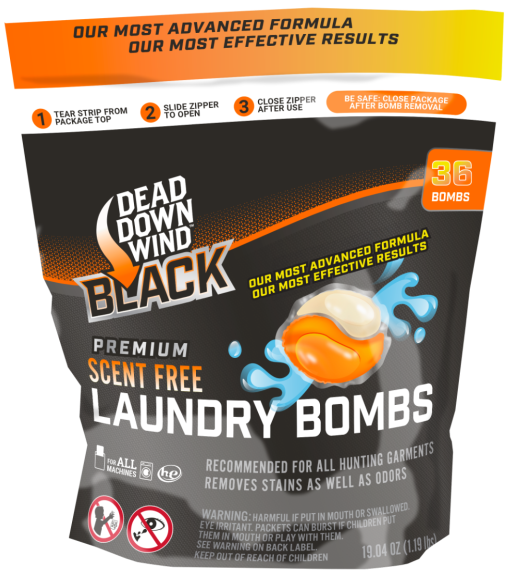 Dead Down Wind 118418 Black Premium Laundry Bombs Odor Eliminator Unscented Scent 36CT