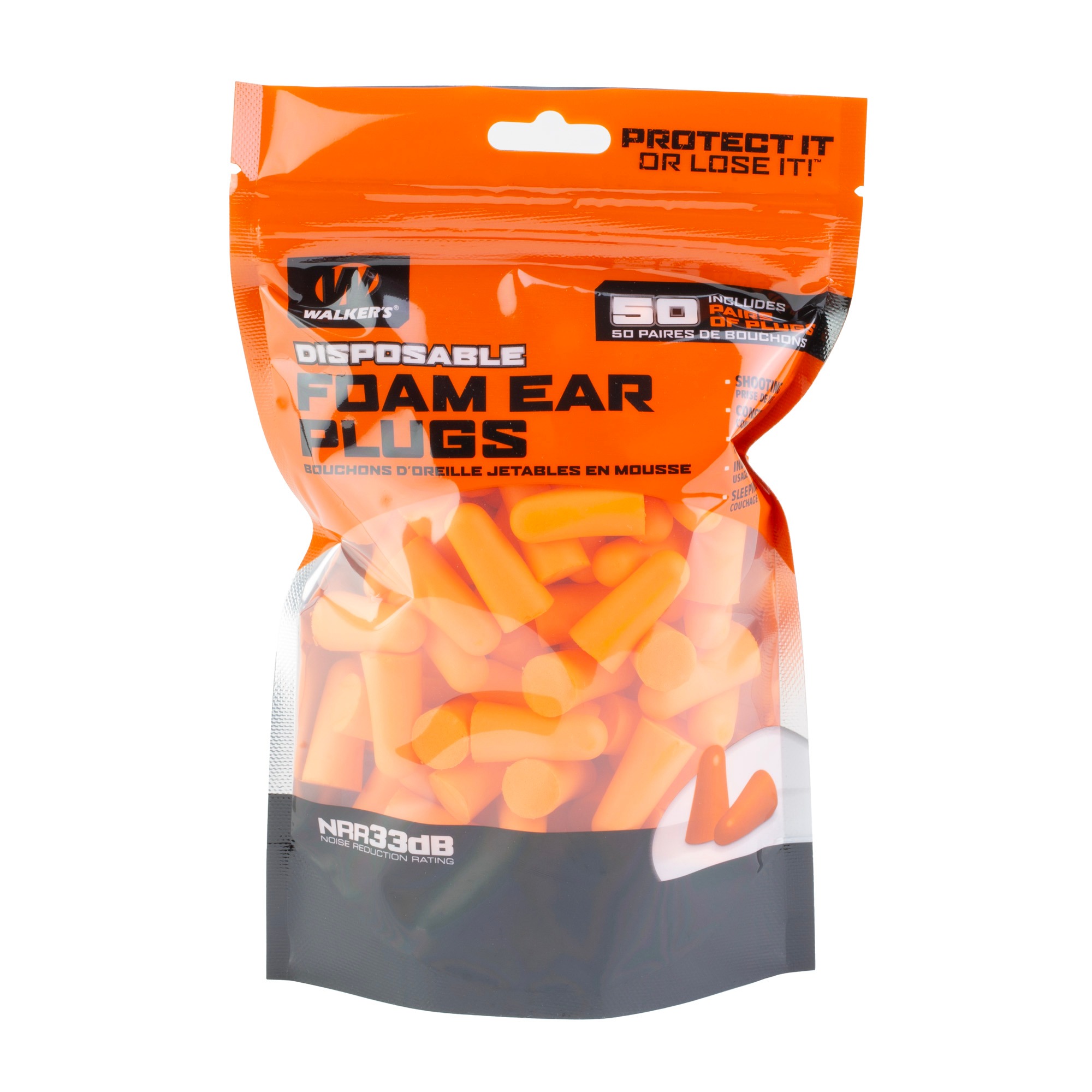 WALKER'S FOAM EAR PLUGS 200PK ORG