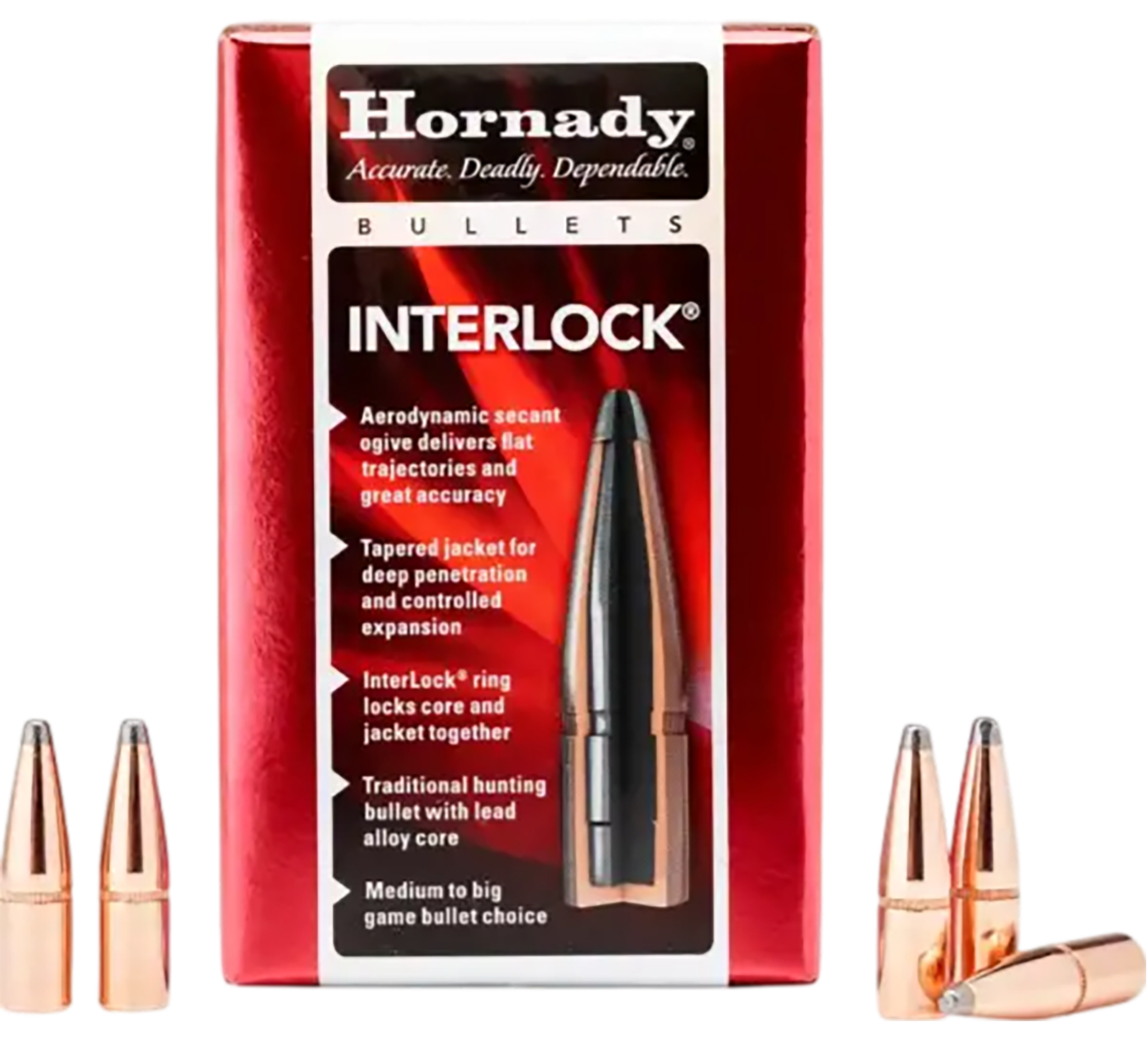 Hornady 3060 InterLock 30 Cal .308 170 gr Flat Point 100 Per Box/ 15 Case