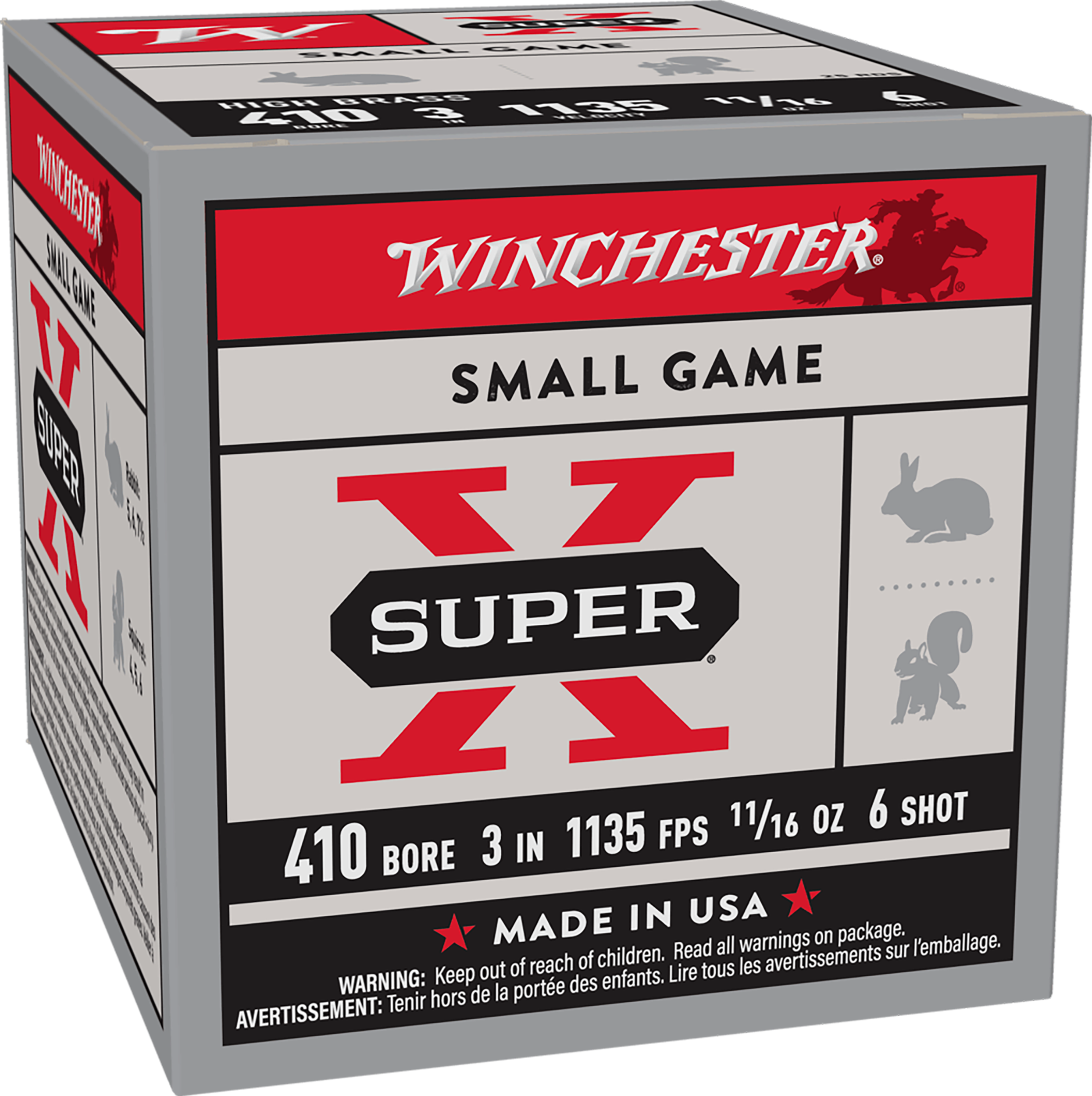 Winchester Ammo X4136 Super X Heavy Game Load High Brass 410Gauge 3" 11/16oz 6Shot 25 Per Box/10 Case