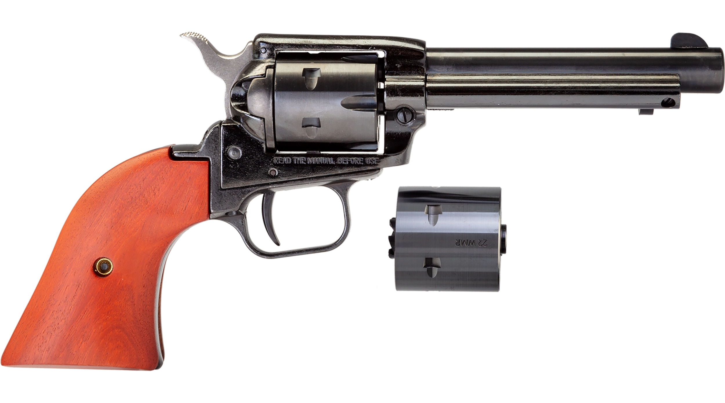 Heritage Mfg RR22MB4 Rough Rider  22 LR 22 WMR 6 Shot, 4.75" Black Steel Barrel, Black Zinc Alloy Frame, Black Cylinder, Cocobolo Grip, Hammer/Thumb Safety, Exposed Hammer