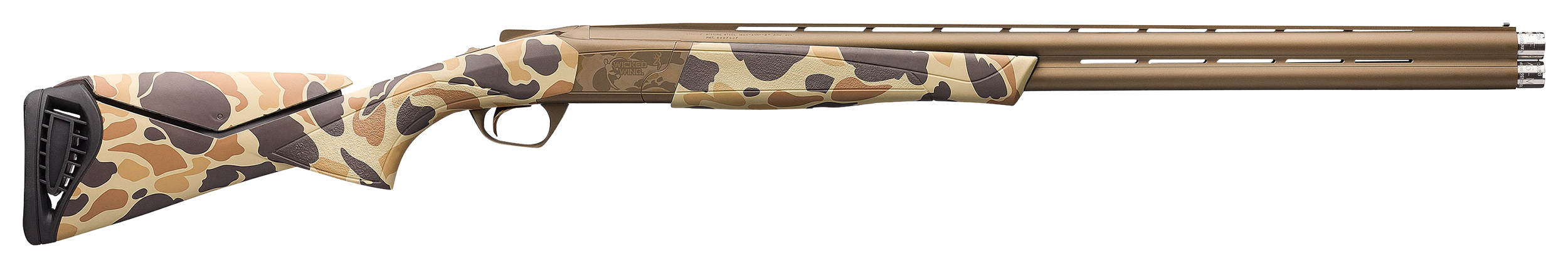 Browning 018725305 Cynergy Wicked Wing 12 Gauge with 26" Barrel, 3.5" Chamber, 2rd Capacity, Burnt Bronze Cerakote Metal Finish & Vintage Tan Camo with Adjustable Comb Stock Right Hand (Full Size)