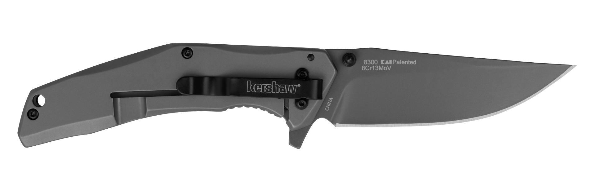 Kershaw 8300 DuoJet  3.25" Folding Clip Point Plain Gray TiCN 8Cr13MoV SS Blade Gray TiCN Stainless Steel Handle Includes Pocket Clip