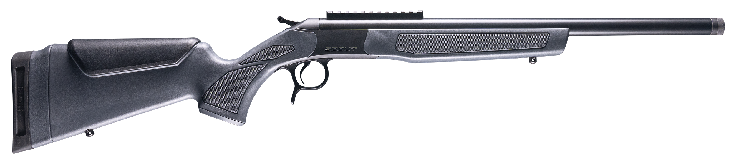 CVA CR4444 Scout 44 Mag 1rd 20" Blued Threaded Barrel, Blued Picatinny Rail Receiver, Stealth Gray Fixed Synthetic Stock
