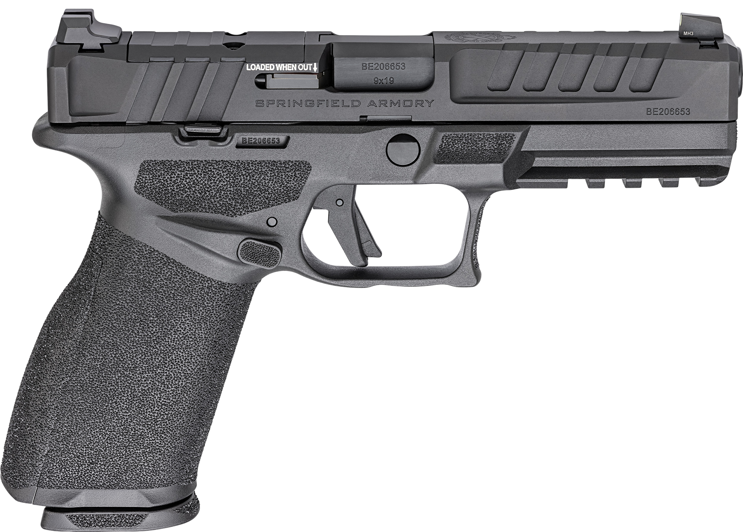 Springfield Armory EC9459BCAU Echelon *CA Compliant Full Size 9mm Luger 10+1 4.50" Black Melonite Barrel & Steel Optic Ready/Serrated Slide, Black Polymer Frame w/Picatinny Rail, Textured Grip