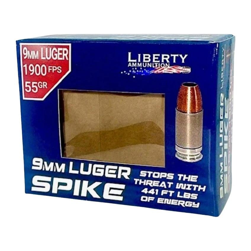 Liberty SPIKE 2.0  Handgun Ammunition 9mm Luger 55gr Solid 1900 fps 20/ct