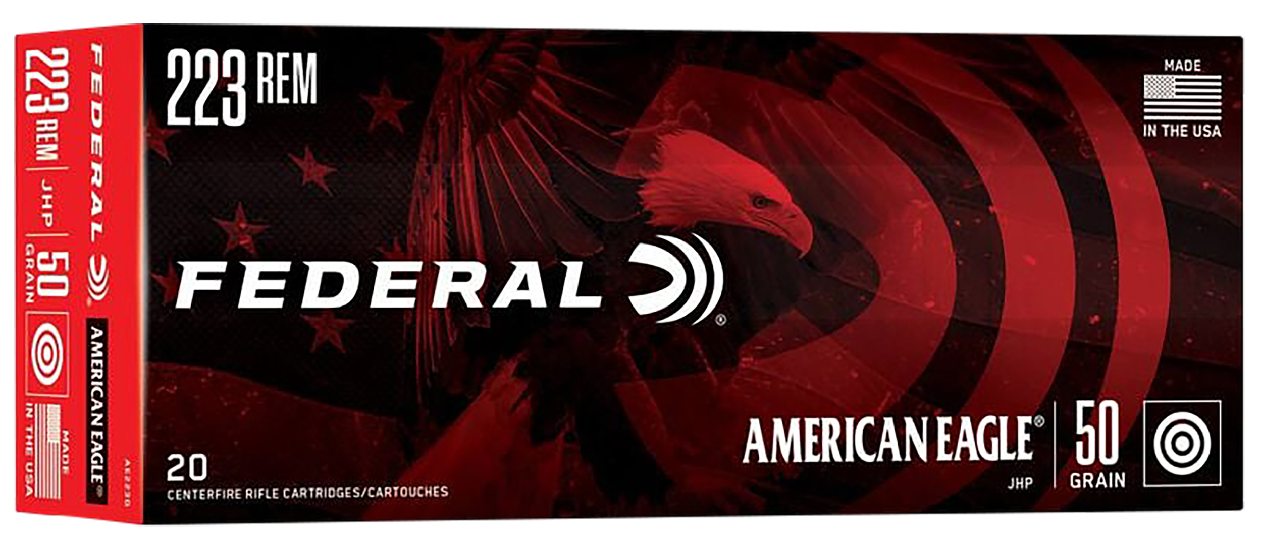 Federal AE223G American Eagle Varmint & Predator 223Rem 50gr Jacketed Hollow Point 20 Per Box/25 Case