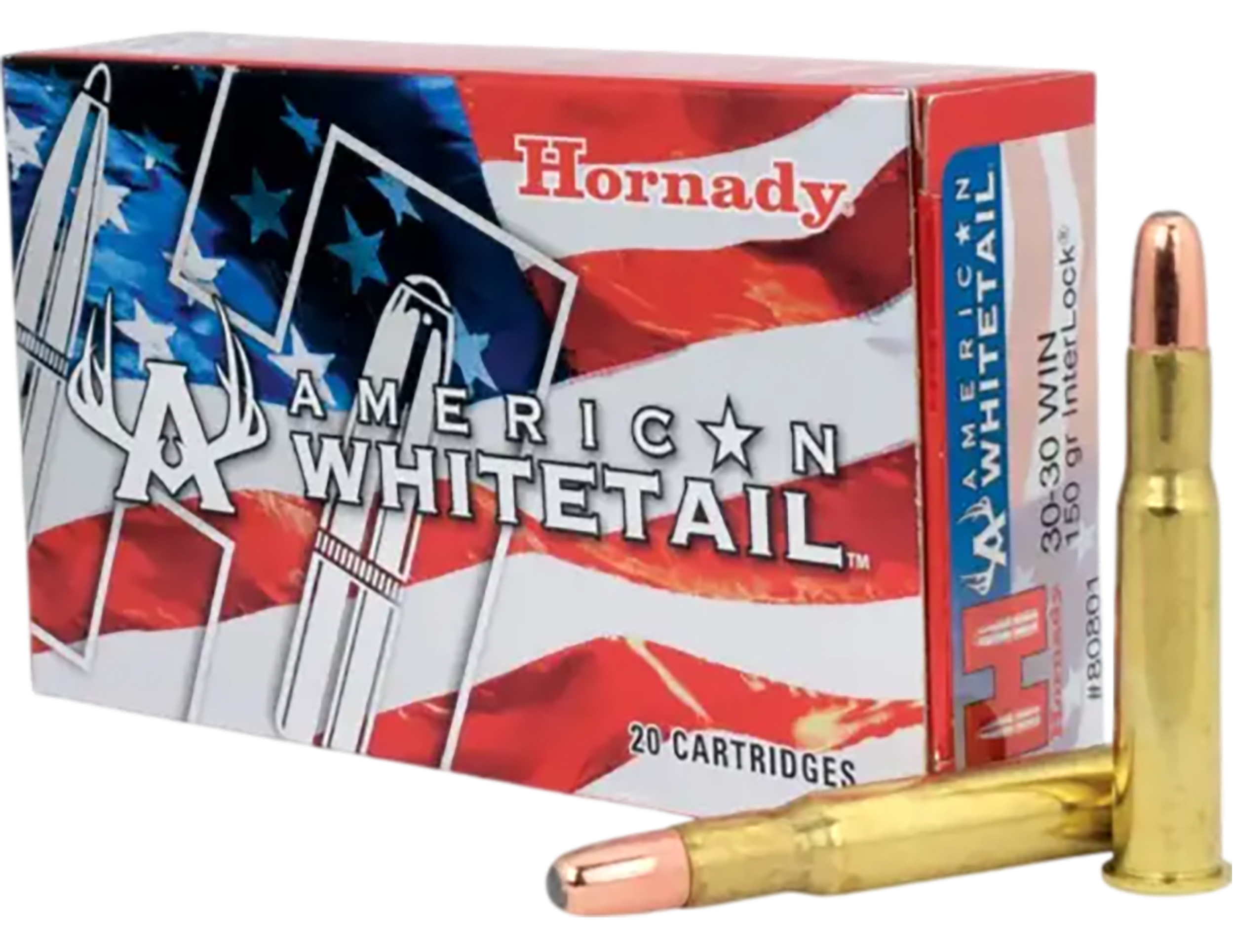 Hornady 80801 American Whitetail  30-30Win 150gr InterLock Round Nose 20 Per Box/10 Case