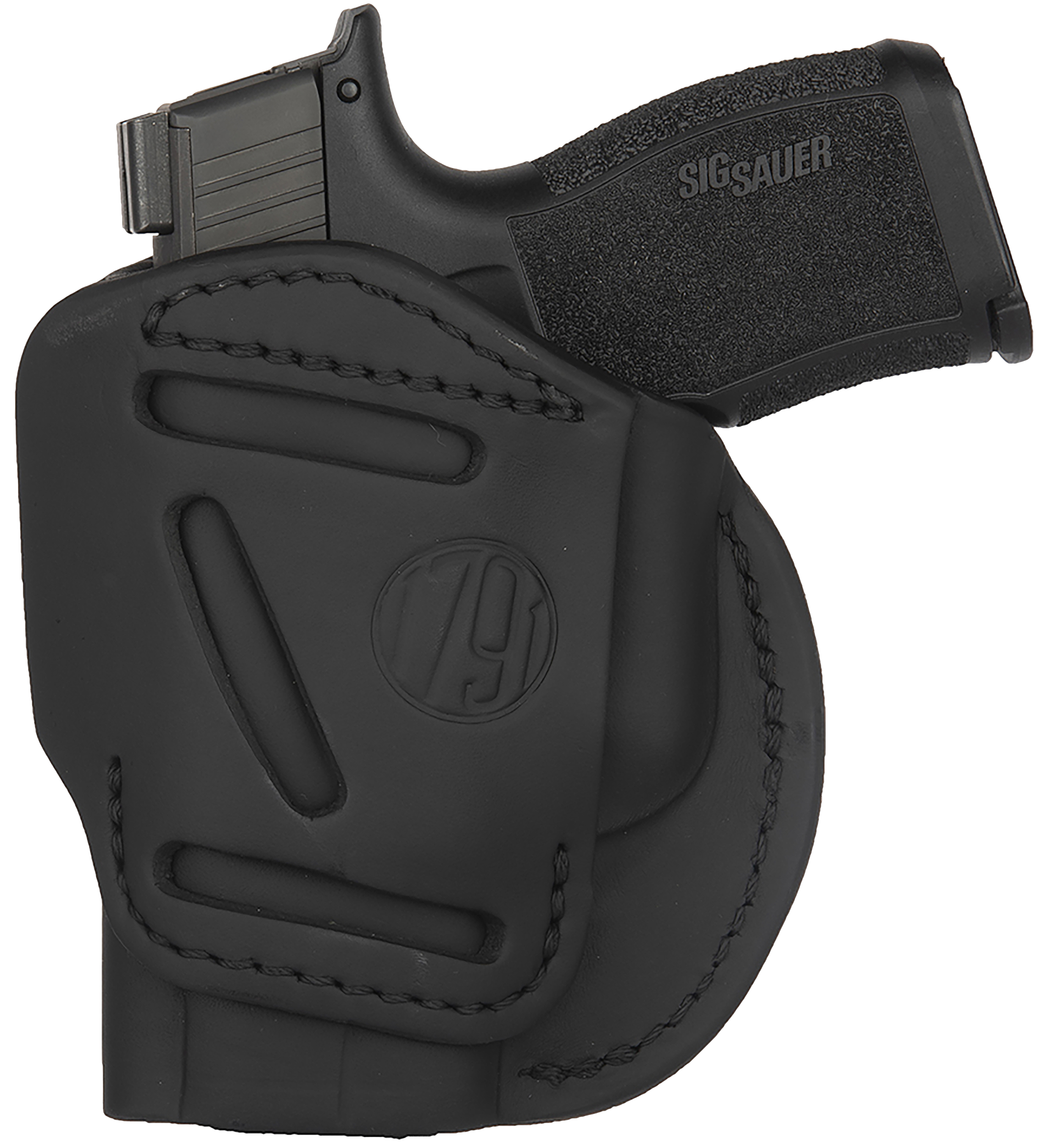 1791 Gunleather 4WH3SBLR 4-Way  IWB/OWB Size 03 Stealth Black Leather Belt Clip Compatible w/Glock 26/Ruger LC9/S&W M&P Shield/2.0 9/40 Right Hand