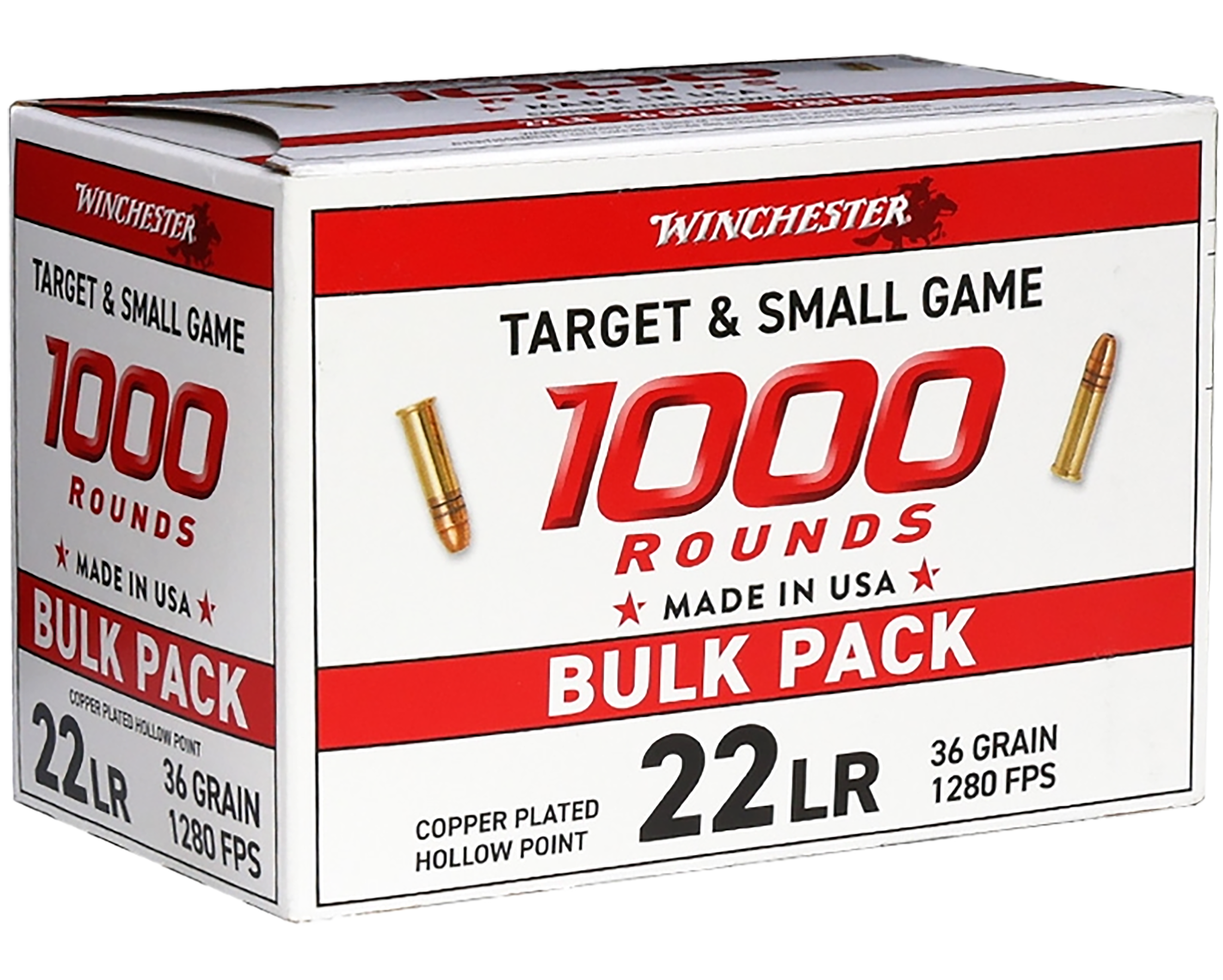 Winchester Ammo 22LR1KHP   22LR 36gr Plated Hollow Point 1000 Per Box/2 Case
