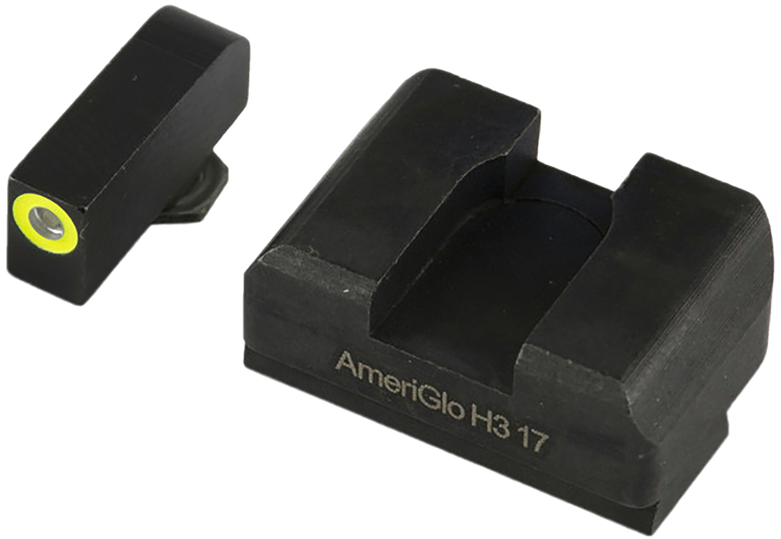AmeriGlo GL611 Optic Compatible Sight Set for Glock  XL Tall Green Tritium LumiGreen Outline Front Sight-Black Rear Sight