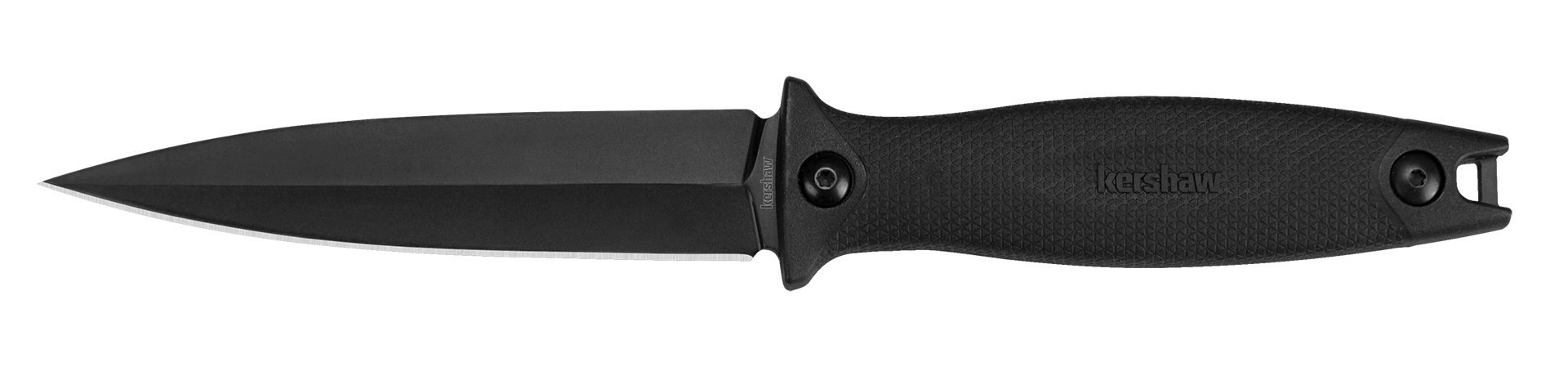 Kershaw 4007 Secret Agent  4.40" Fixed Spear Point Plain Black Oxide 8Cr13MoV SS Blade Black Glass-Filled Nylon Handle Includes Sheath