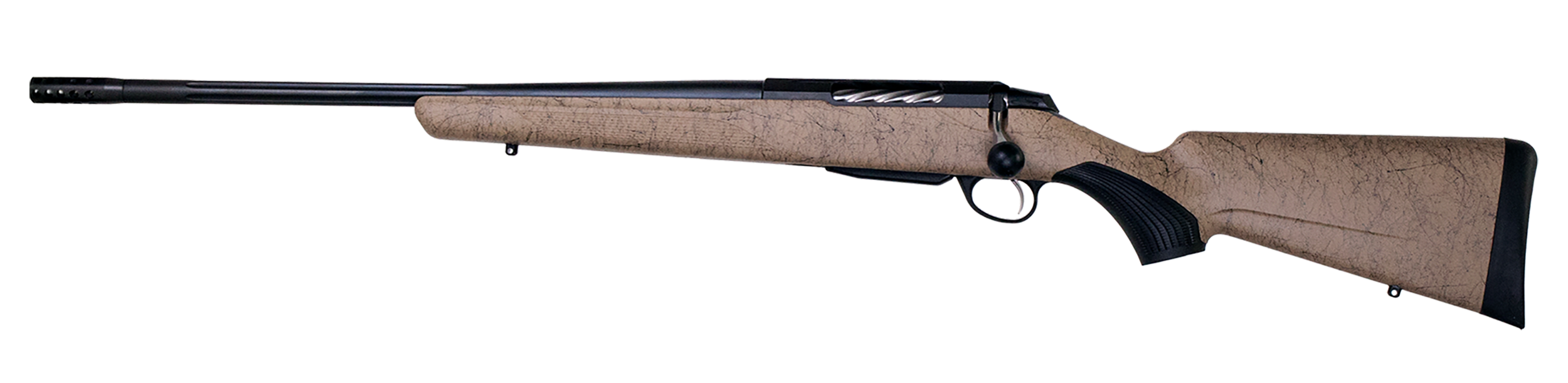 Tikka JRTXRT47124 T3x Roughtech 7mm PRC 3+1 24.30" Black Fluted Threaded Barrel, Black Steel Drilled & Tapped Receiver, Tan Roughtech Synthetic Stock, Left Hand